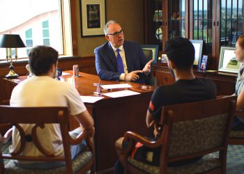 Jeffrey Bullock with University of Dubuque Students